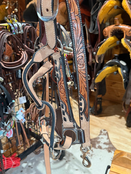 Professional's Choice Black Floral Roughout Bronc Halter & Matching Lead Set