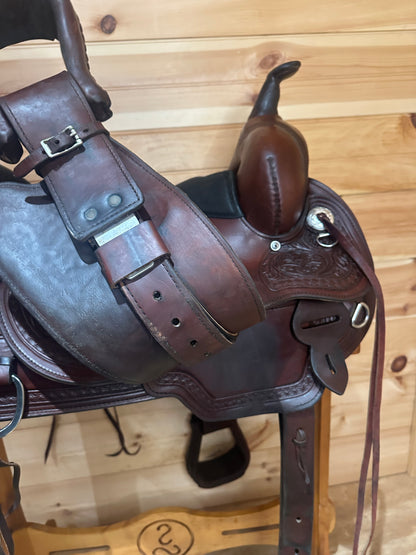 17” Circle Y Basket Flower Trail Flex-Lite Western Trail Saddle Model 1552