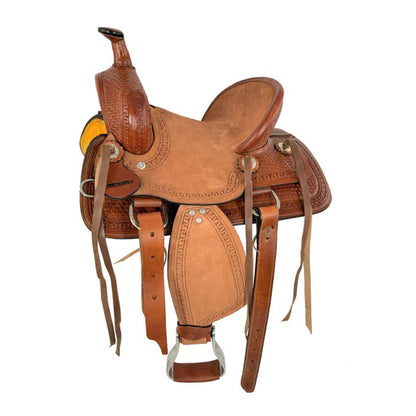 12" Hard Seat Medium Oil Ranch Roper Style Western Pony/Youth Saddle