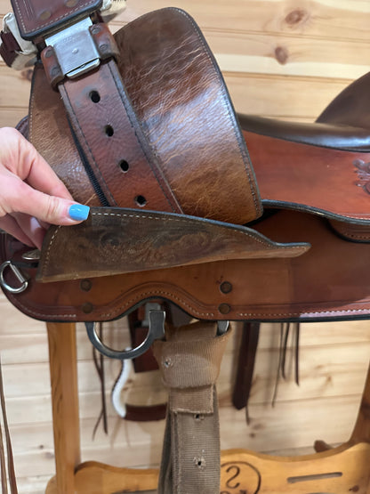 17” Circle Y Flex2 Cactus Flower Western Trail Saddle Model 1659