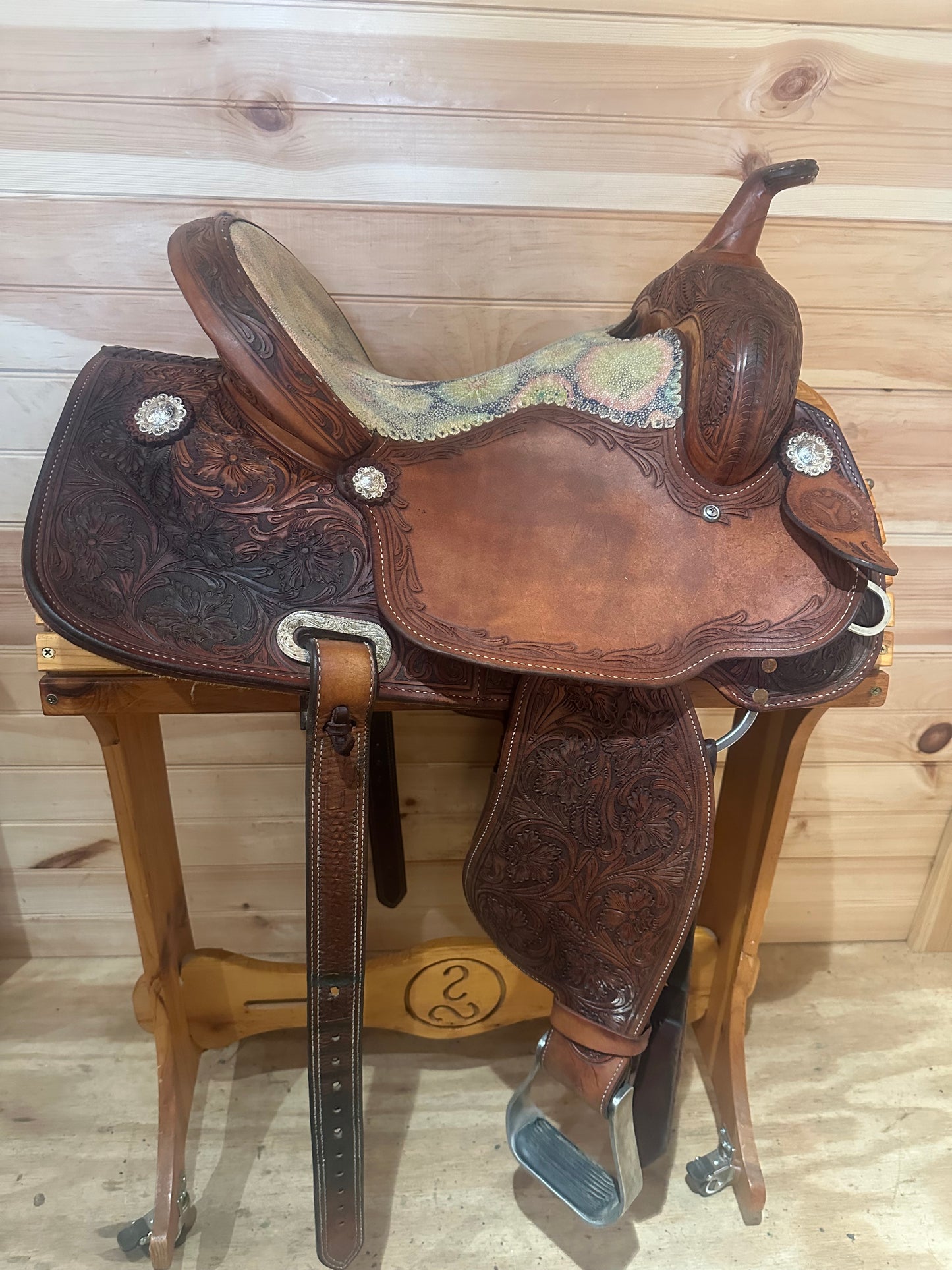 14” Circle Y Xtreme Performance Tie-Dye Barrel Racing Saddle Model 2150