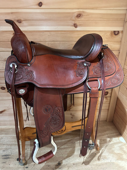 17” Circle Y Flex2 Cactus Flower Western Trail Saddle Model 1659