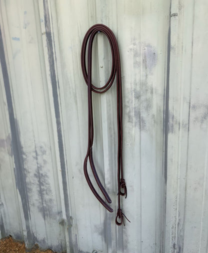 8' x 5/8" Dark Oiled Harness Leather Split Reins with Weighted Ends