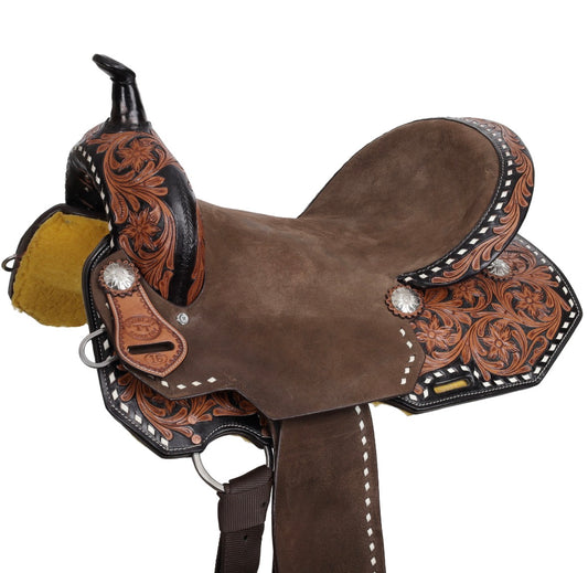 15”, 16” Double T Heritage Rose Spinal Relief Barrel Style Western Saddle