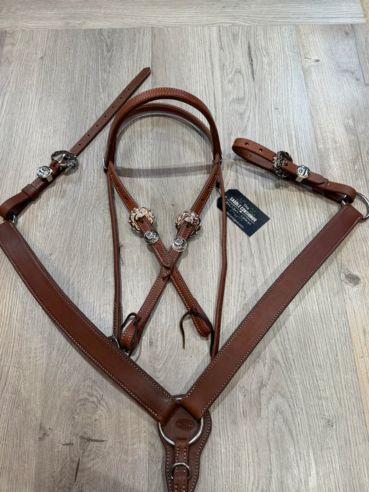 Copper Burst Breast Collar – Premium Amish Leather by Spur Creek Tack
