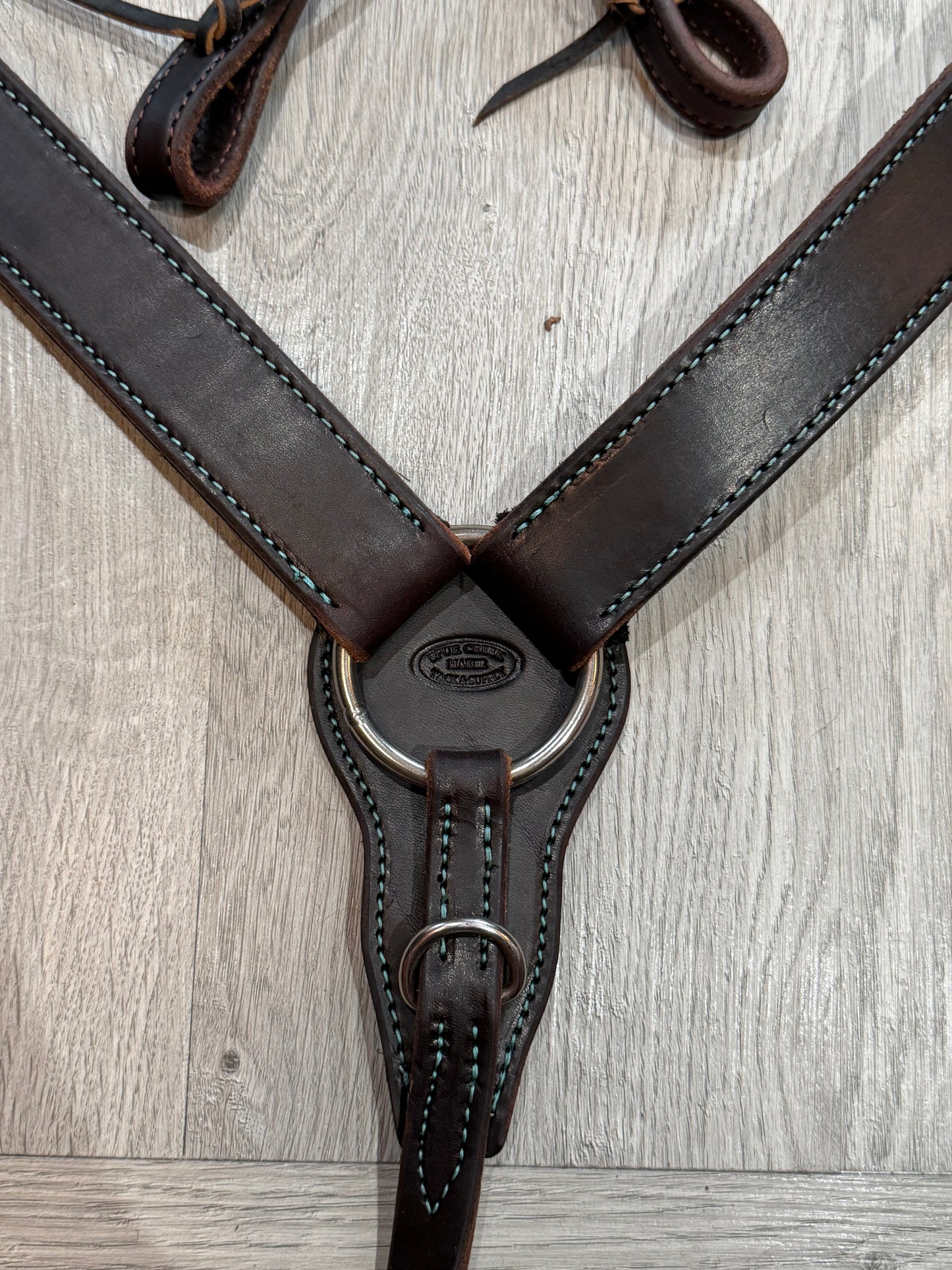 Navajo Rope Edge Turquoise Breast Collar – Premium Amish Leather by Spur Creek Tack