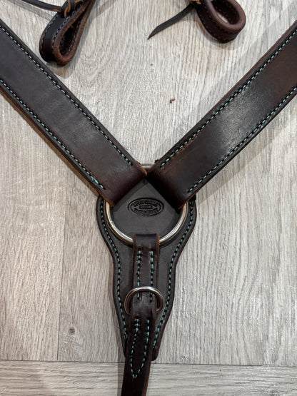 Navajo Rope Edge Turquoise Breast Collar – Premium Amish Leather by Spur Creek Tack