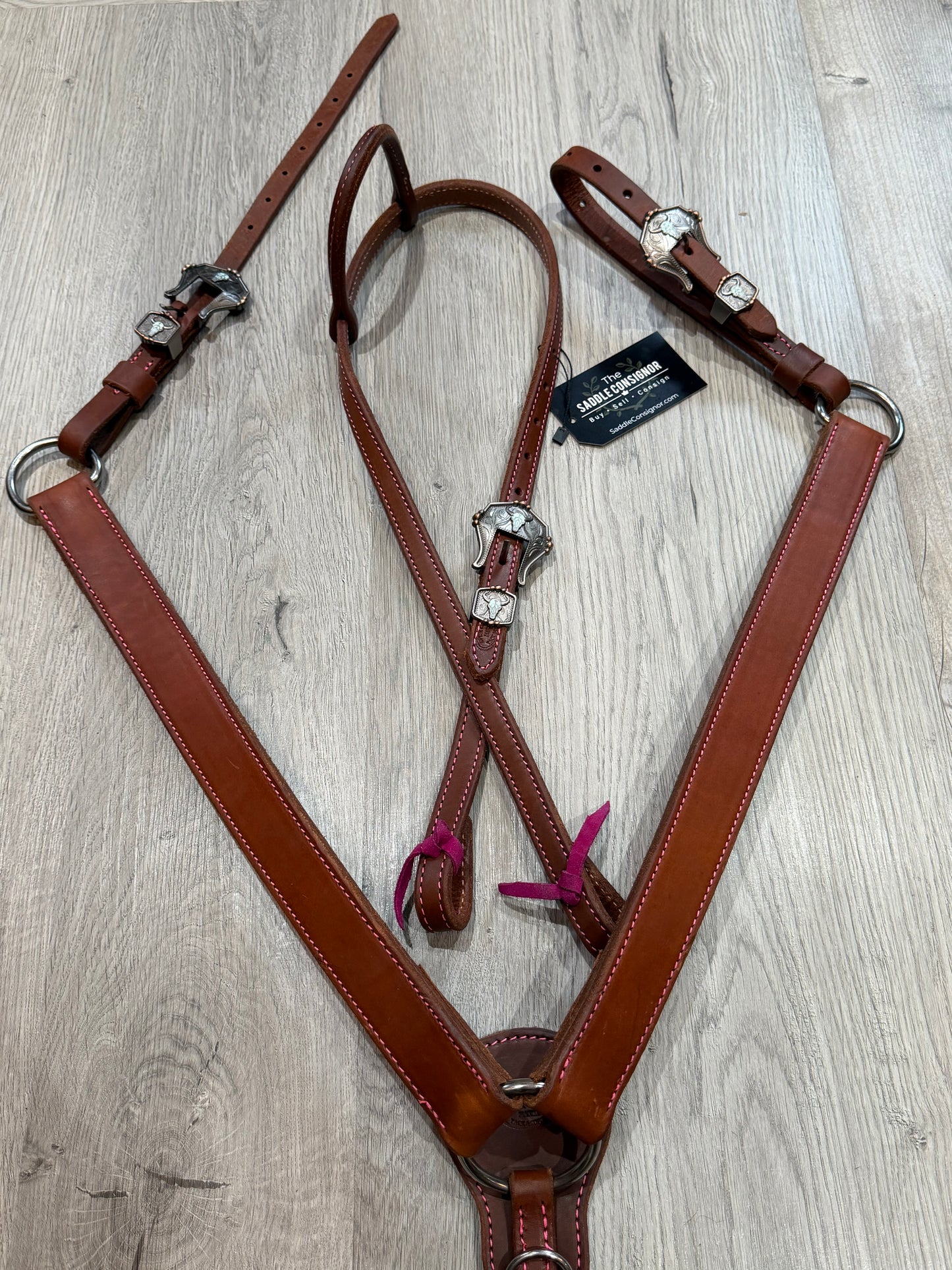 Steer Pink Color Stitch One Ear Headstall– Premium Amish Leather by Spur Creek Tack