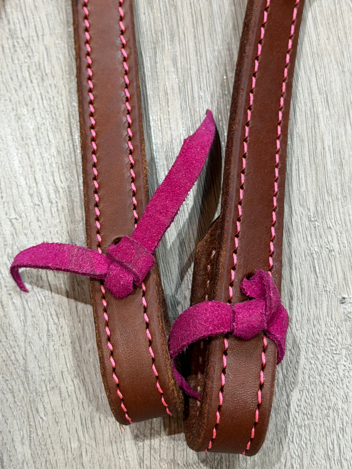 Steer Pink Color Stitch One Ear Headstall– Premium Amish Leather by Spur Creek Tack