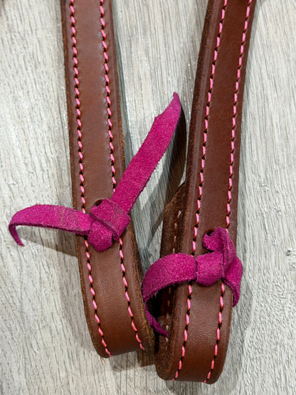Steer Pink Color Stitch One Ear Headstall– Premium Amish Leather by Spur Creek Tack