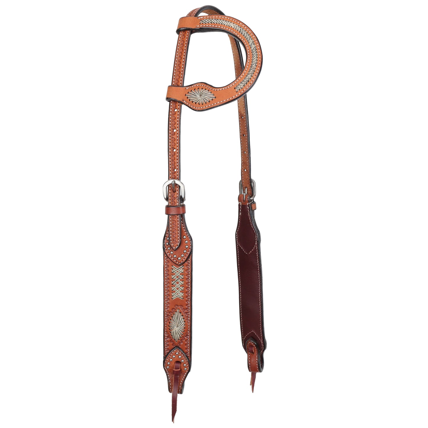Silver Dotted Rawhide Laced One Ear Headstall