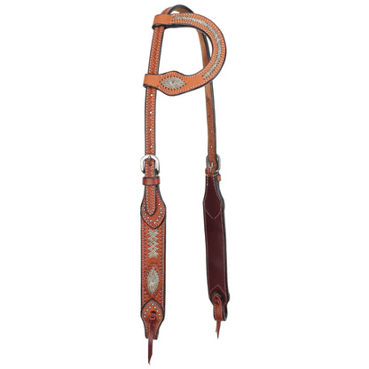 Silver Dotted Rawhide Laced One Ear Headstall