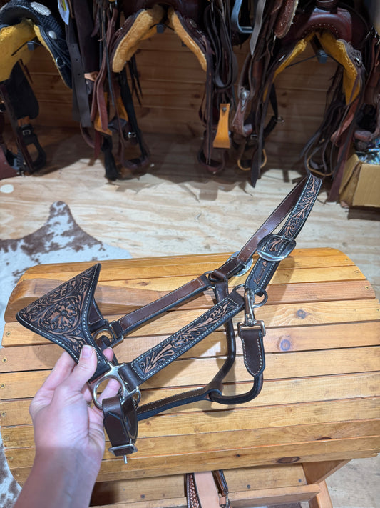 Professional’s Choice Dark Oil Floral Bronc Leather Halter
