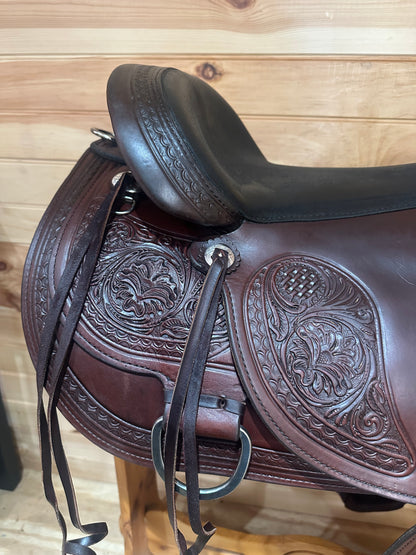 17” Circle Y Basket Flower Trail Flex-Lite Western Trail Saddle Model 1552