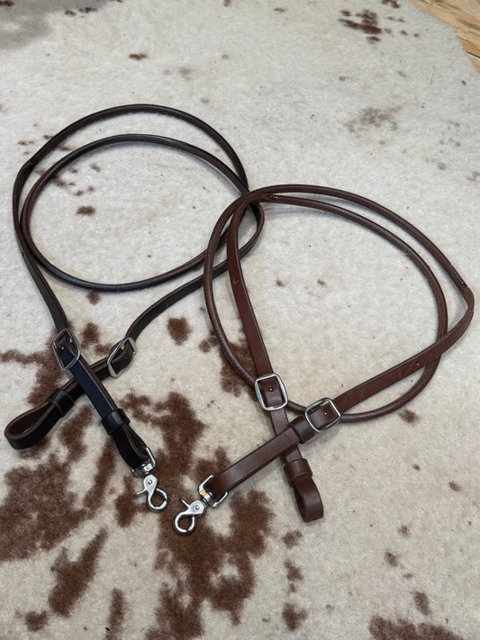 Premium 8' x 5/8" Rolled Harness Leather Roper/Gaming Reins