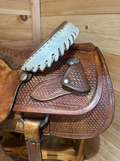 16” Billy Cook Basket Stamped Dally Team Roper Western Saddle 9111