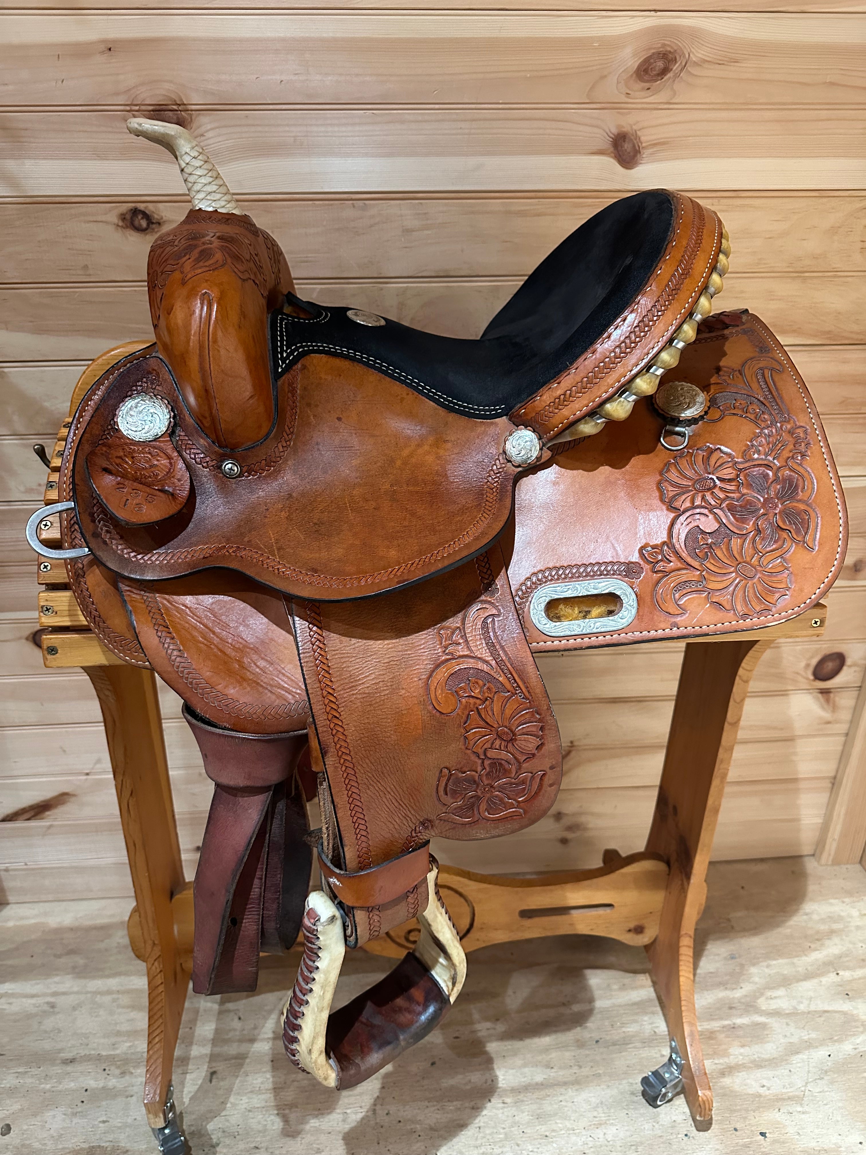 Rocking R Saddery 13” Rocking R Saddlery Youth Barrel Racing Saddle – The Saddle Consignor