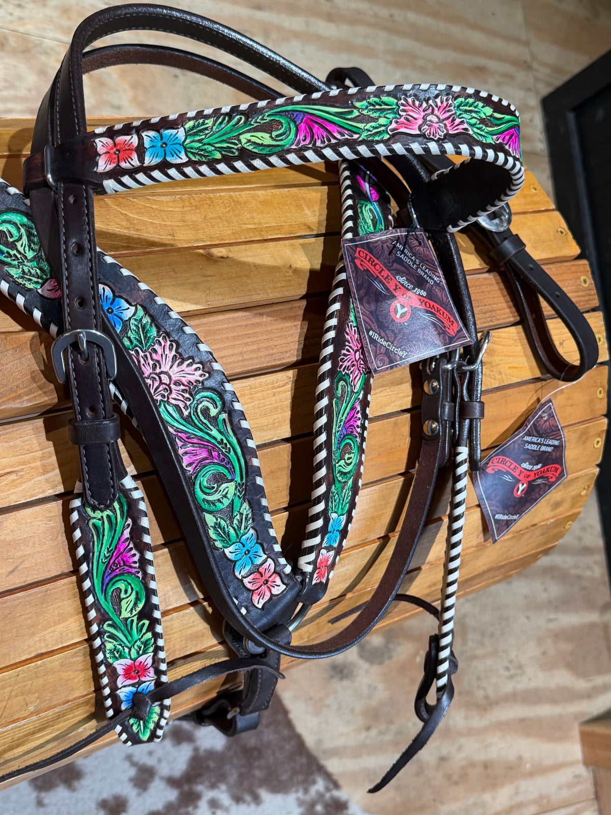 Circle Y Vibrant Garden Browband Headstall & Breast Collar Tack set