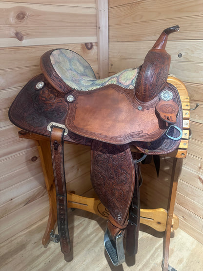 14” Circle Y Xtreme Performance Tie-Dye Barrel Racing Saddle Model 2150