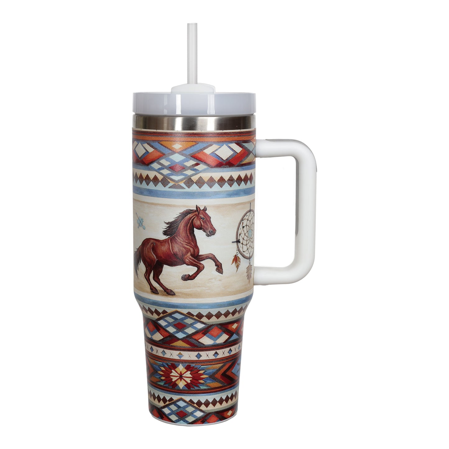 Sierra Spirit Tribal 40 oz. Stainless Steel Tumbler with Handle & Straw