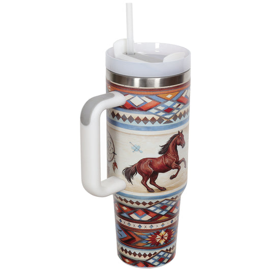 Sierra Spirit Tribal 40 oz. Stainless Steel Tumbler with Handle & Straw
