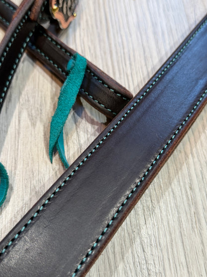 Scalloped Oval Turquoise Color Stitch Breast Collar – Premium Amish Leather by Spur Creek Tack