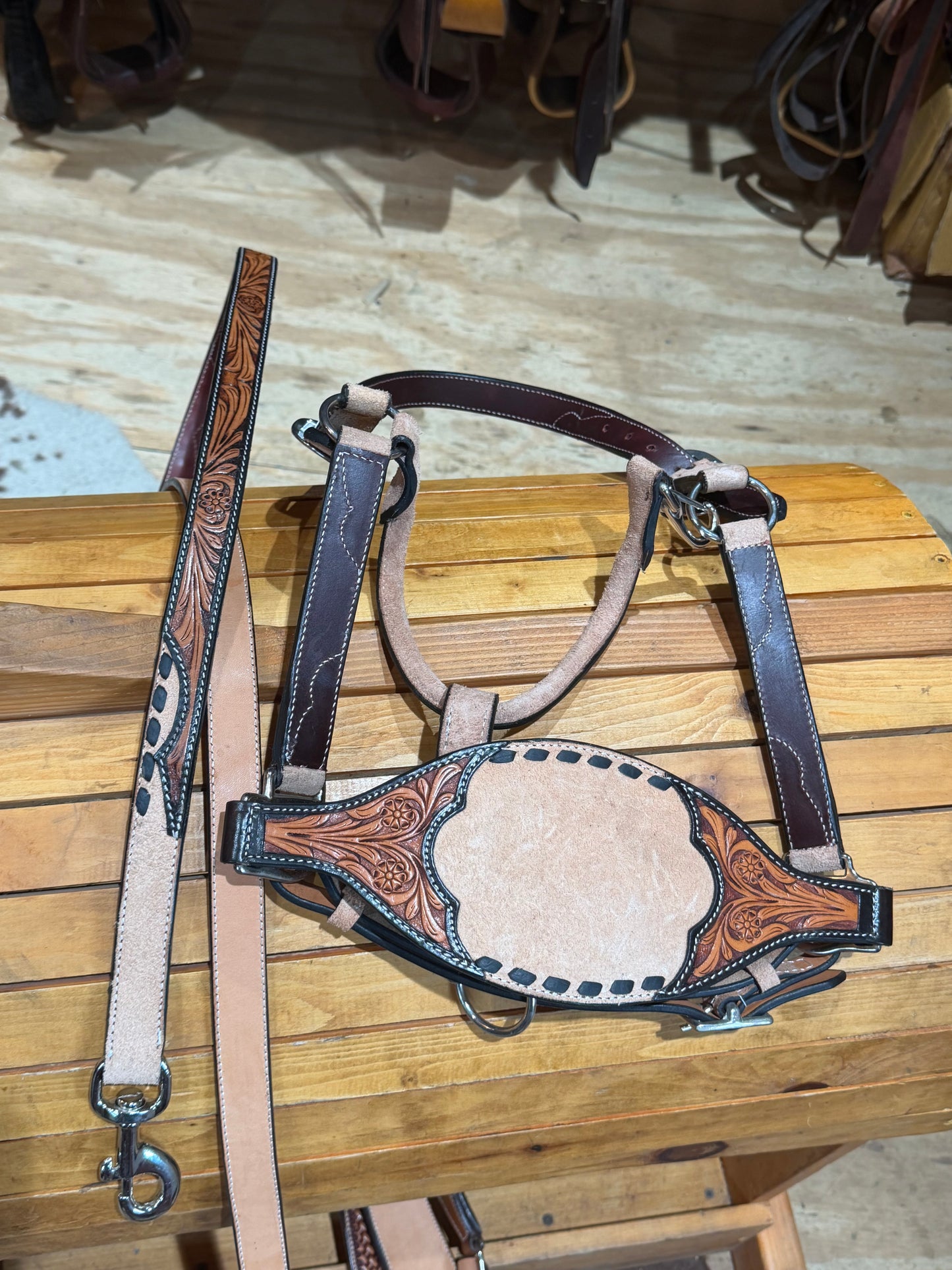 Professional's Choice Black Floral Roughout Bronc Halter & Matching Lead Set
