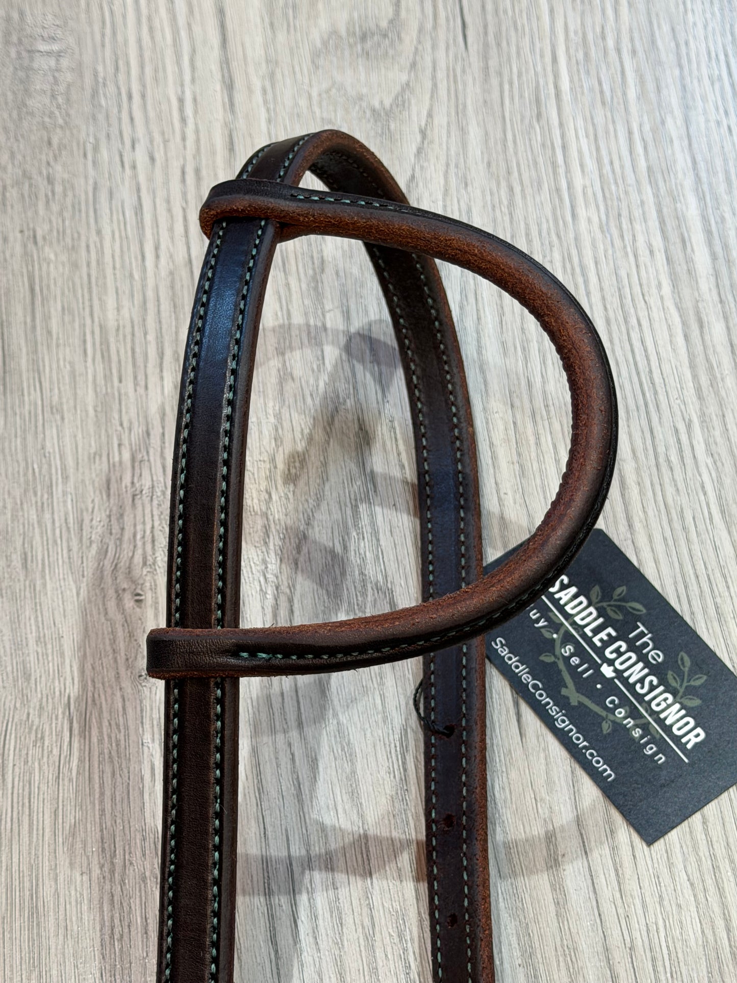 Square Turquoise Daisy Buckle One Ear Headstall Color Stitch– Premium Amish Leather by Spur Creek Tack