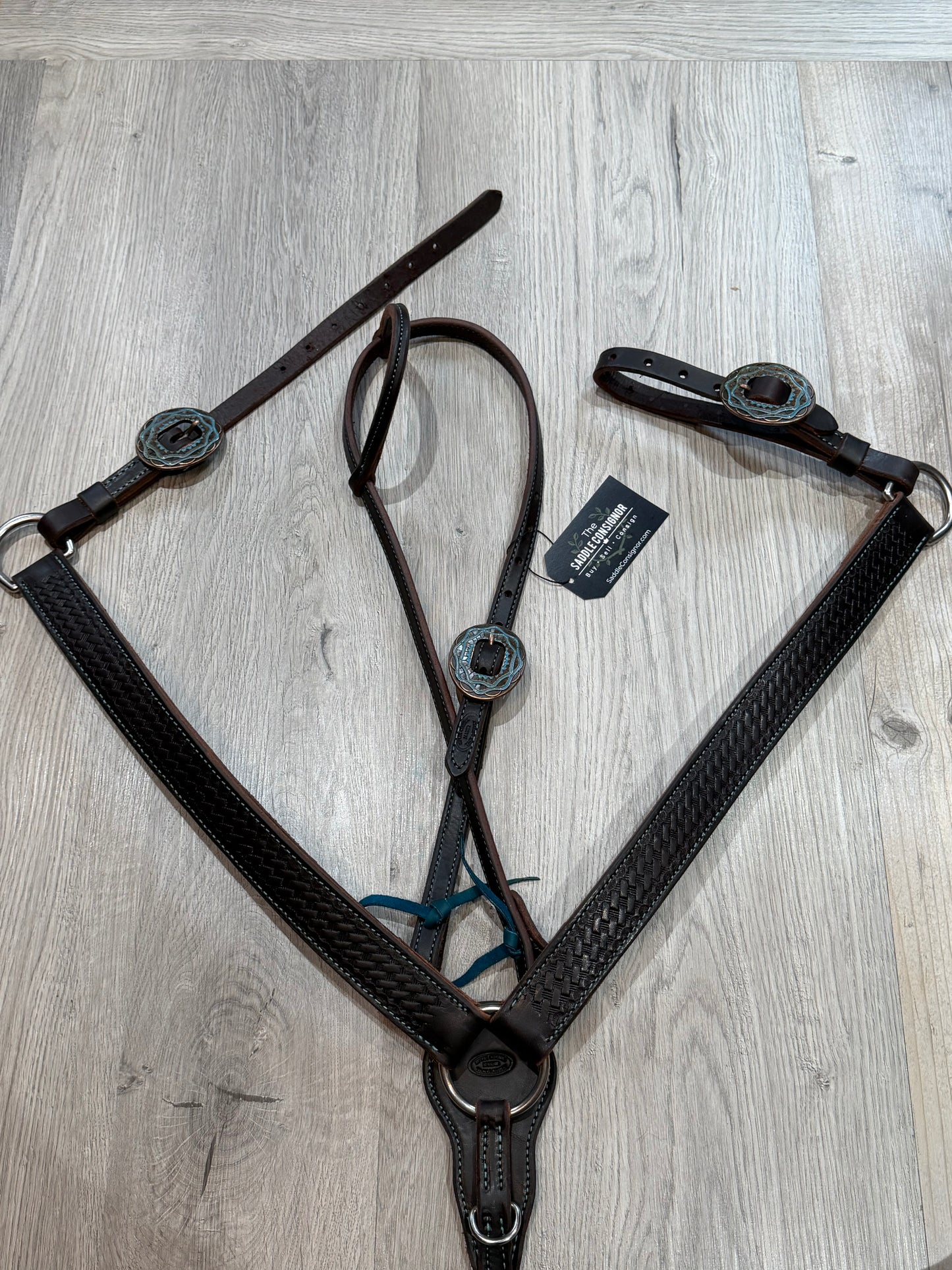 Aztec Oval Copper Breast Collar – Premium Amish Leather by Spur Creek Tack