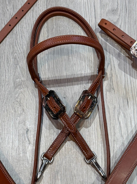 Feather & Arrow Quick Change Browband Headstall– Premium Amish Leather by Spur Creek Tack