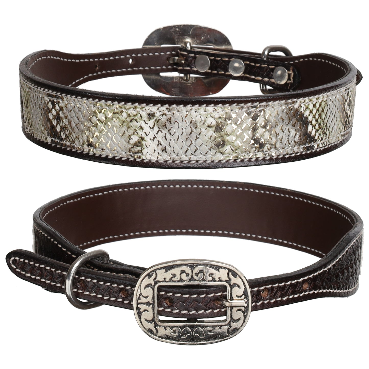 Luxe Viper Dark Oil Leather Dog Collar