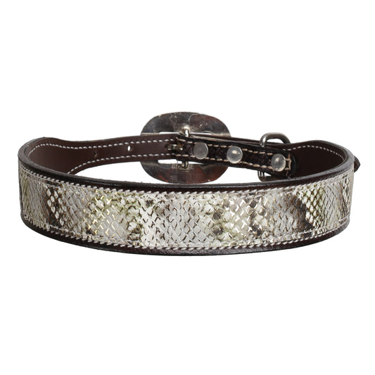 Luxe Viper Dark Oil Leather Dog Collar