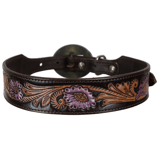 Wild Rose Leather Dog Collar