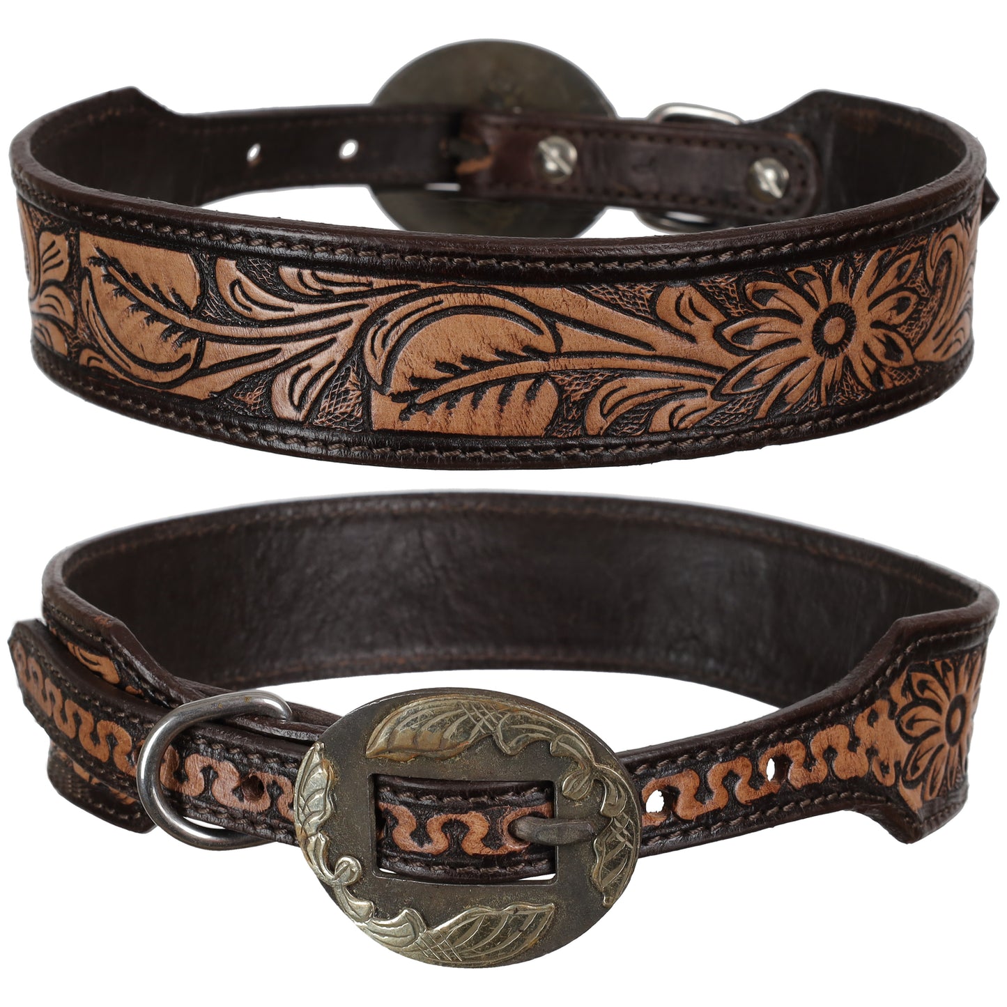 Timber Blossom Leather Dog Collar