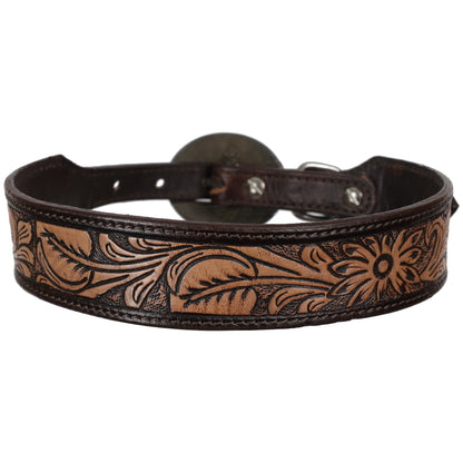 Timber Blossom Leather Dog Collar