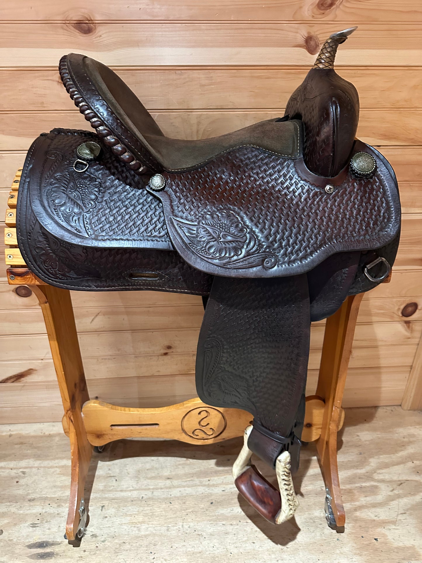 15” Basketweave Western Trail Saddle