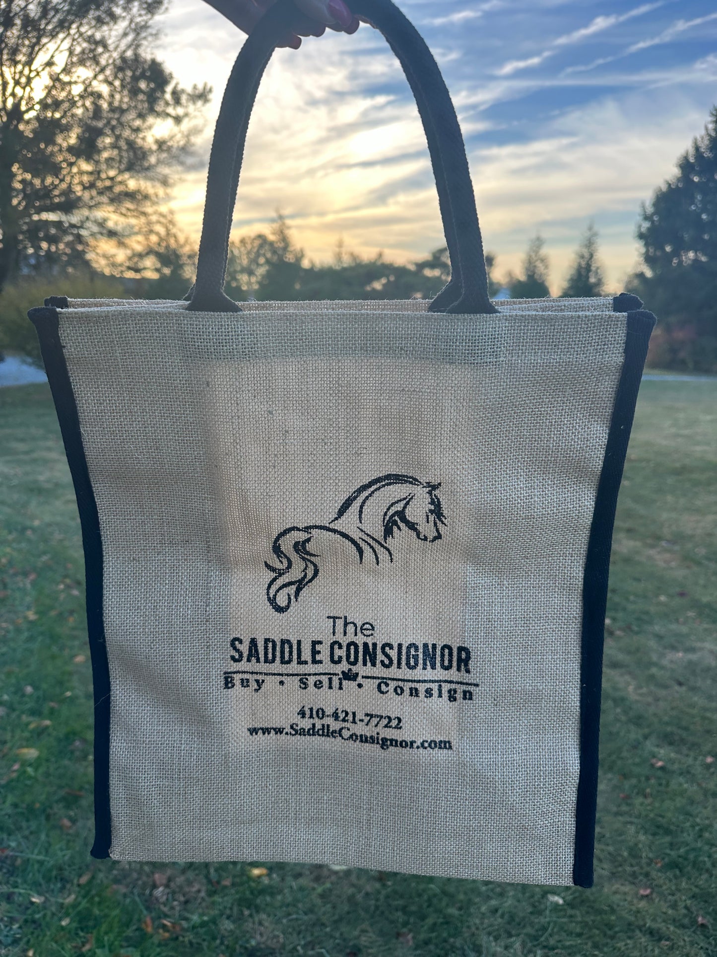 TSC Horse Merch Jute Tote Bag 14”x16”