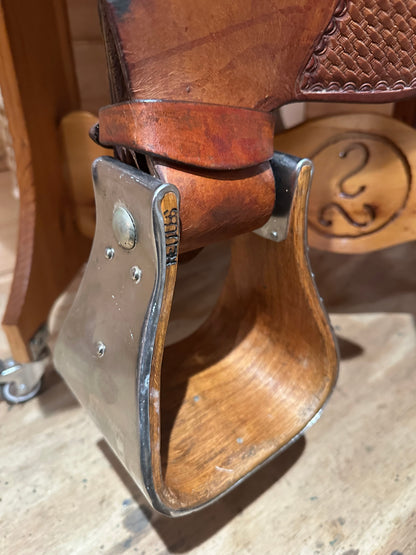 16” Billy Cook Basket Stamped Dally Team Roper Western Saddle 9111