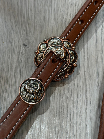 Copper Burst Browband Headstall– Premium Amish Leather by Spur Creek Tack