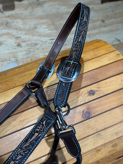 Professional’s Choice Dark Oil Floral Bronc Leather Halter