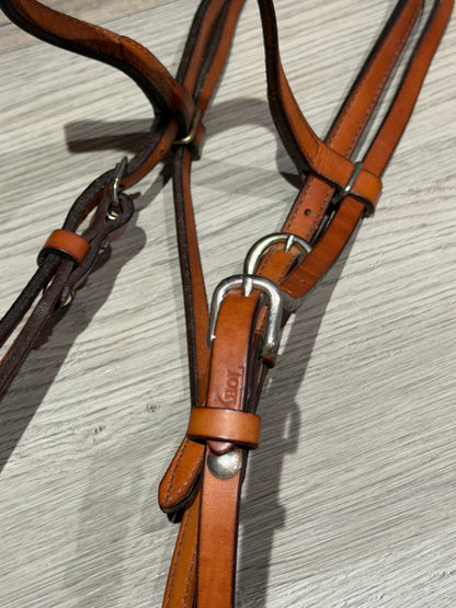 Clinton Anderson Snaffle Bit & Mecate Reins, Med. oil Tory Leather Headstall
