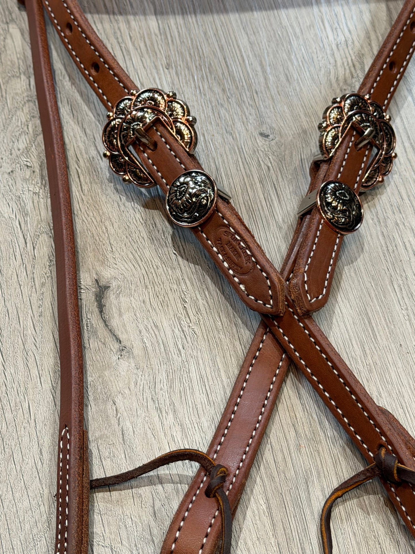 Copper Burst Browband Headstall– Premium Amish Leather by Spur Creek Tack