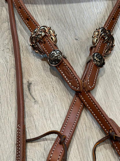 Copper Burst Browband Headstall– Premium Amish Leather by Spur Creek Tack