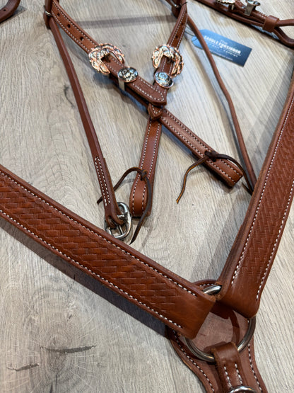 Copper Burst Breast Collar – Premium Amish Leather by Spur Creek Tack