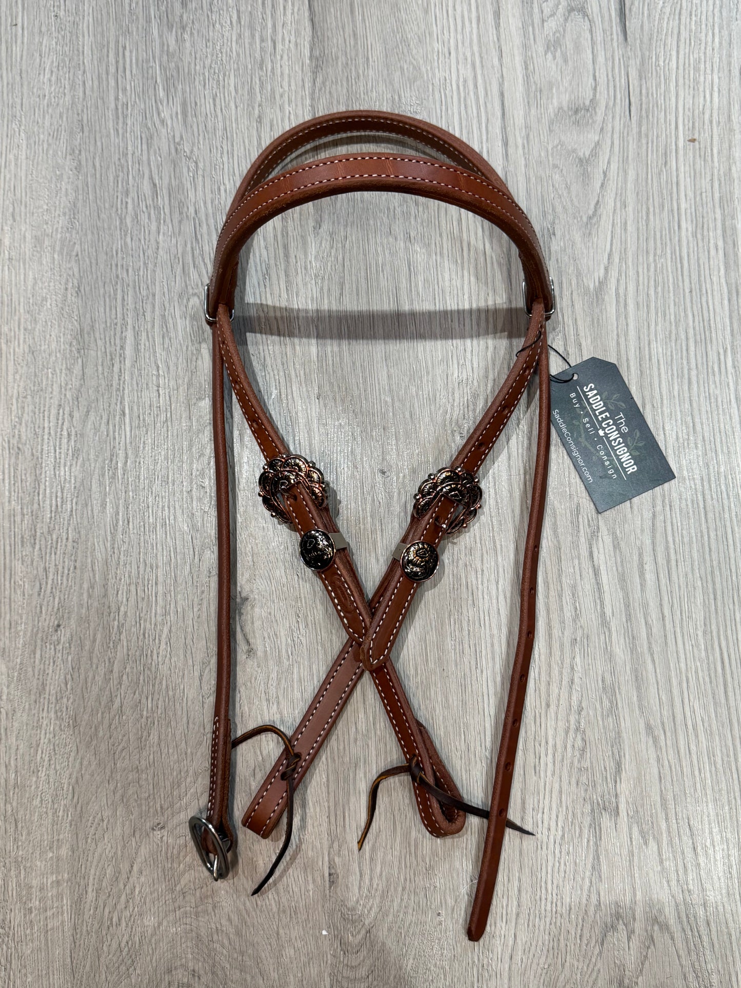 Copper Burst Browband Headstall– Premium Amish Leather by Spur Creek Tack
