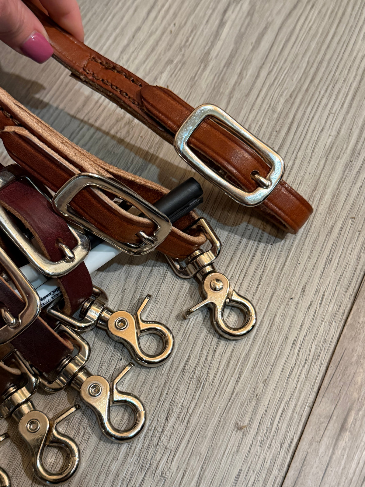 Leather Split Reins 8’ Quick Change Ends w/snaps - Choose Color