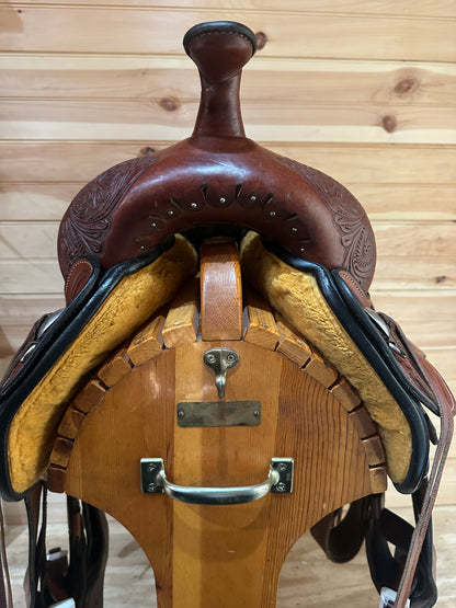 17” Circle Y Flex2 Cactus Flower Western Trail Saddle Model 1659