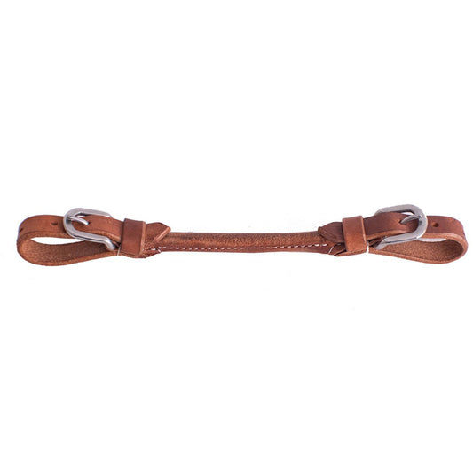 Harness leather adjustable rolled center curb strap