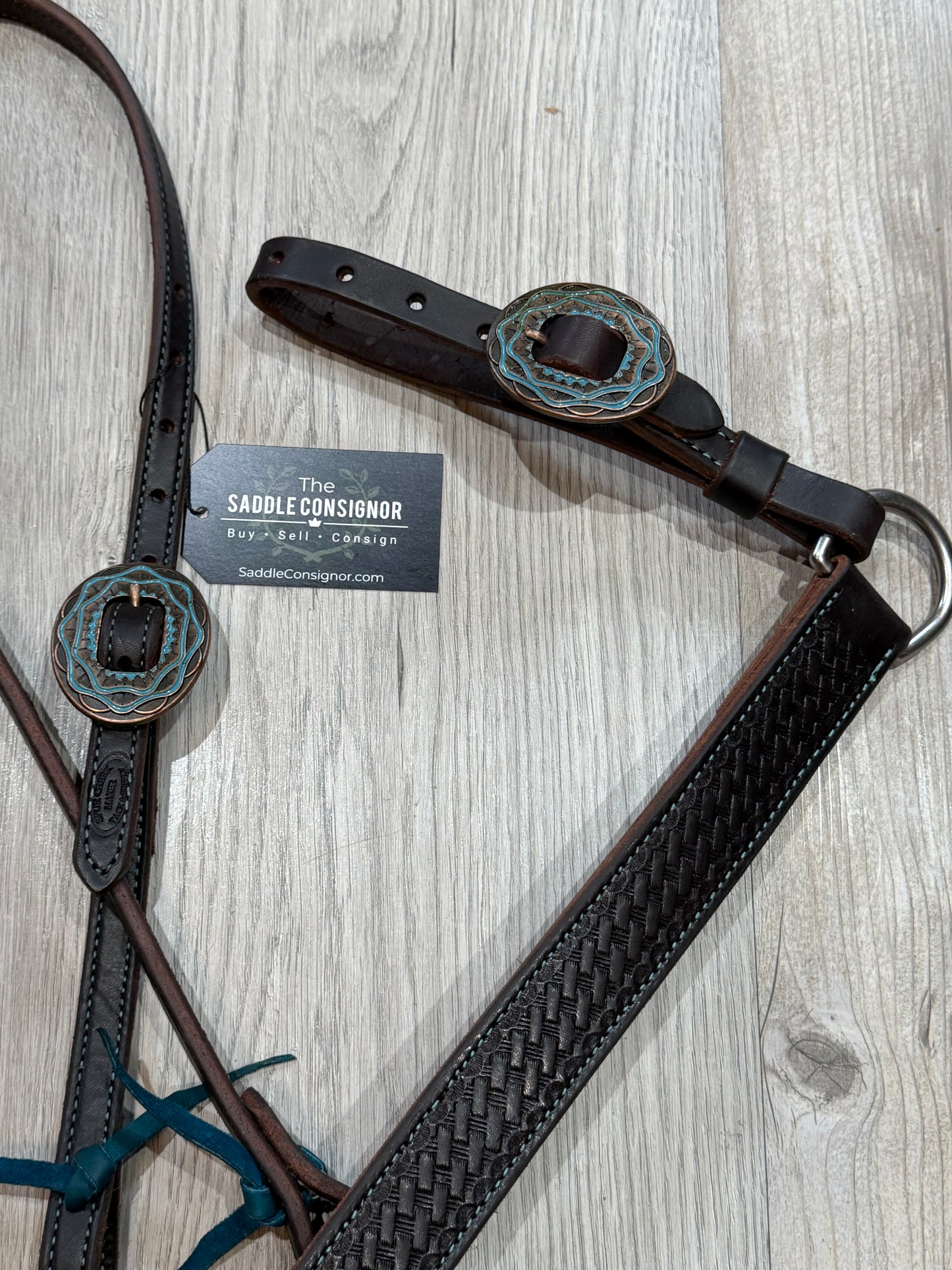 Aztec Oval Copper Breast Collar – Premium Amish Leather by Spur Creek Tack