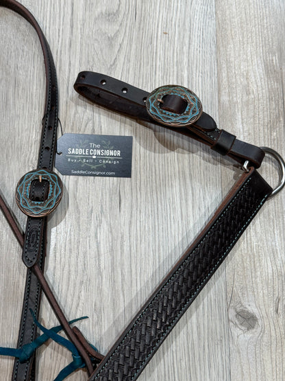 Aztec Oval Copper Breast Collar – Premium Amish Leather by Spur Creek Tack